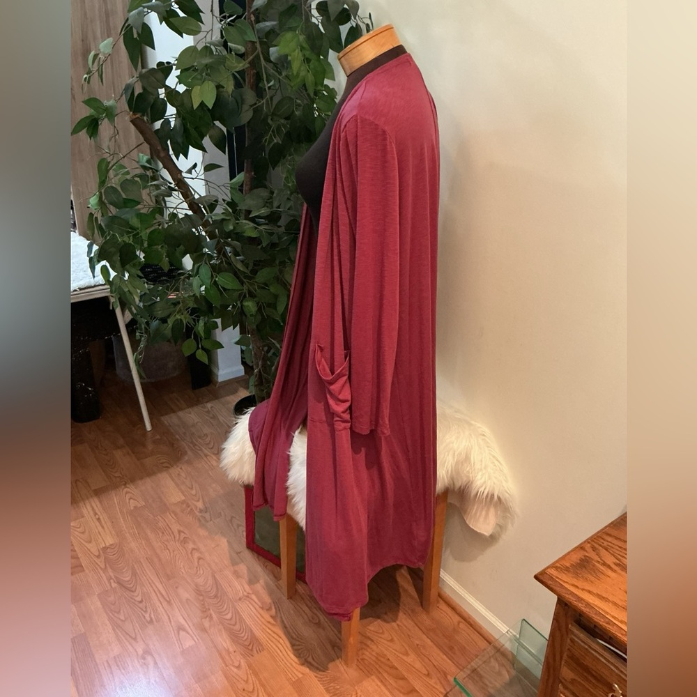 LuLaRoe Women's XL Maroon Long Sleeve Cardigan Sweater - Picture 2 of 12